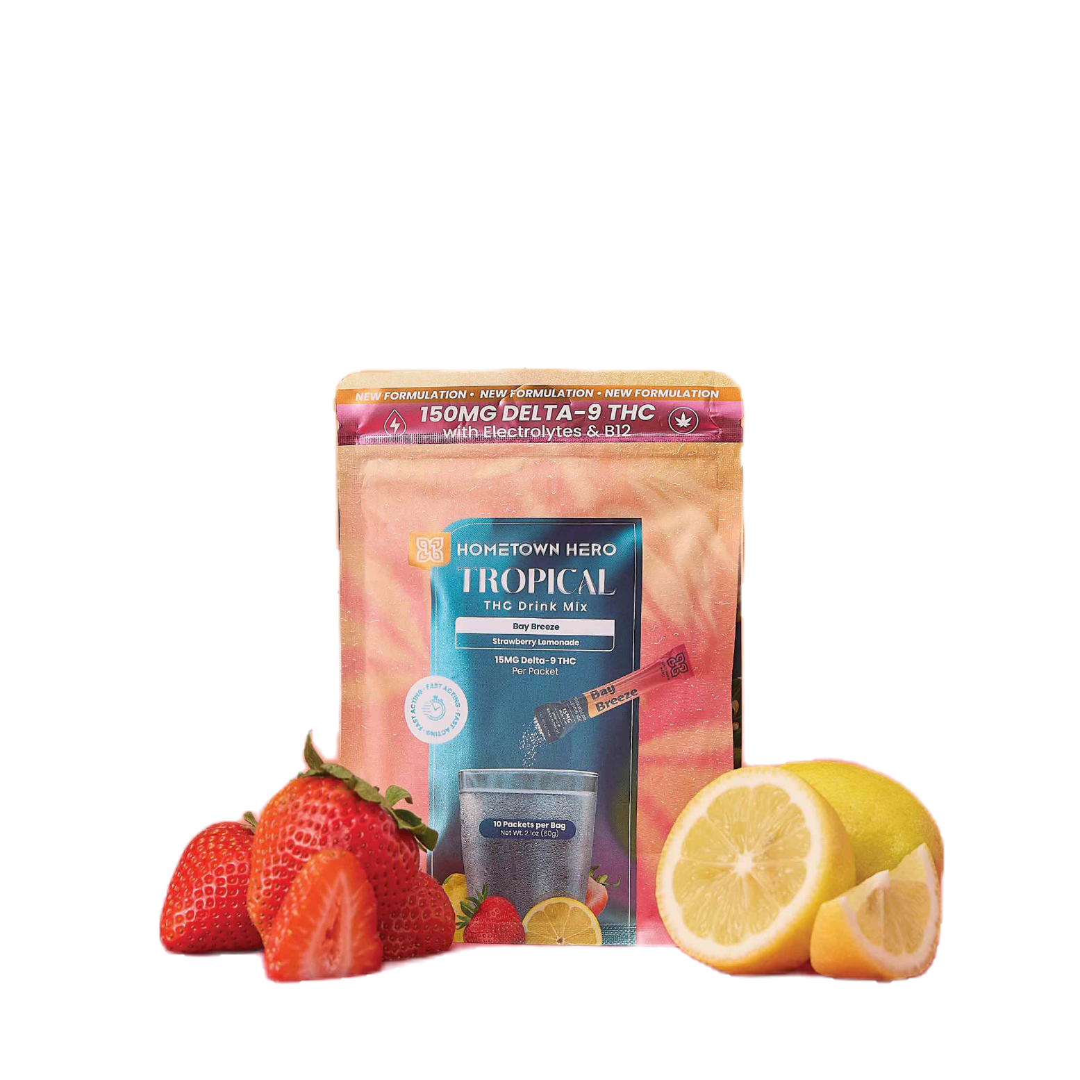 Hometown Hero THC Drink Mix(single packet) / Bay Breeze Strawberry Lemonade